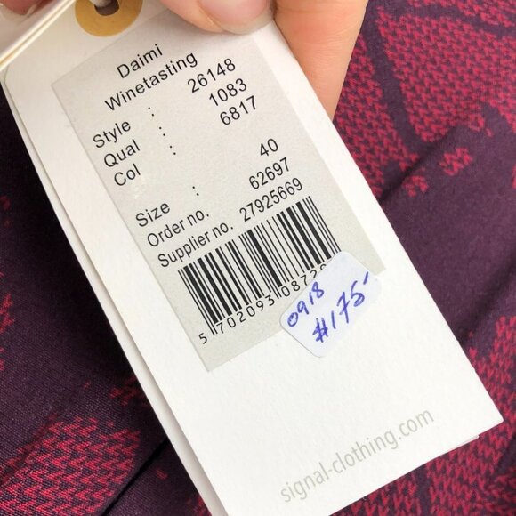 Signal Clothing maroon short sleeve midi floral winetasting Dress Danish EU 40 - Picture 8 of 14